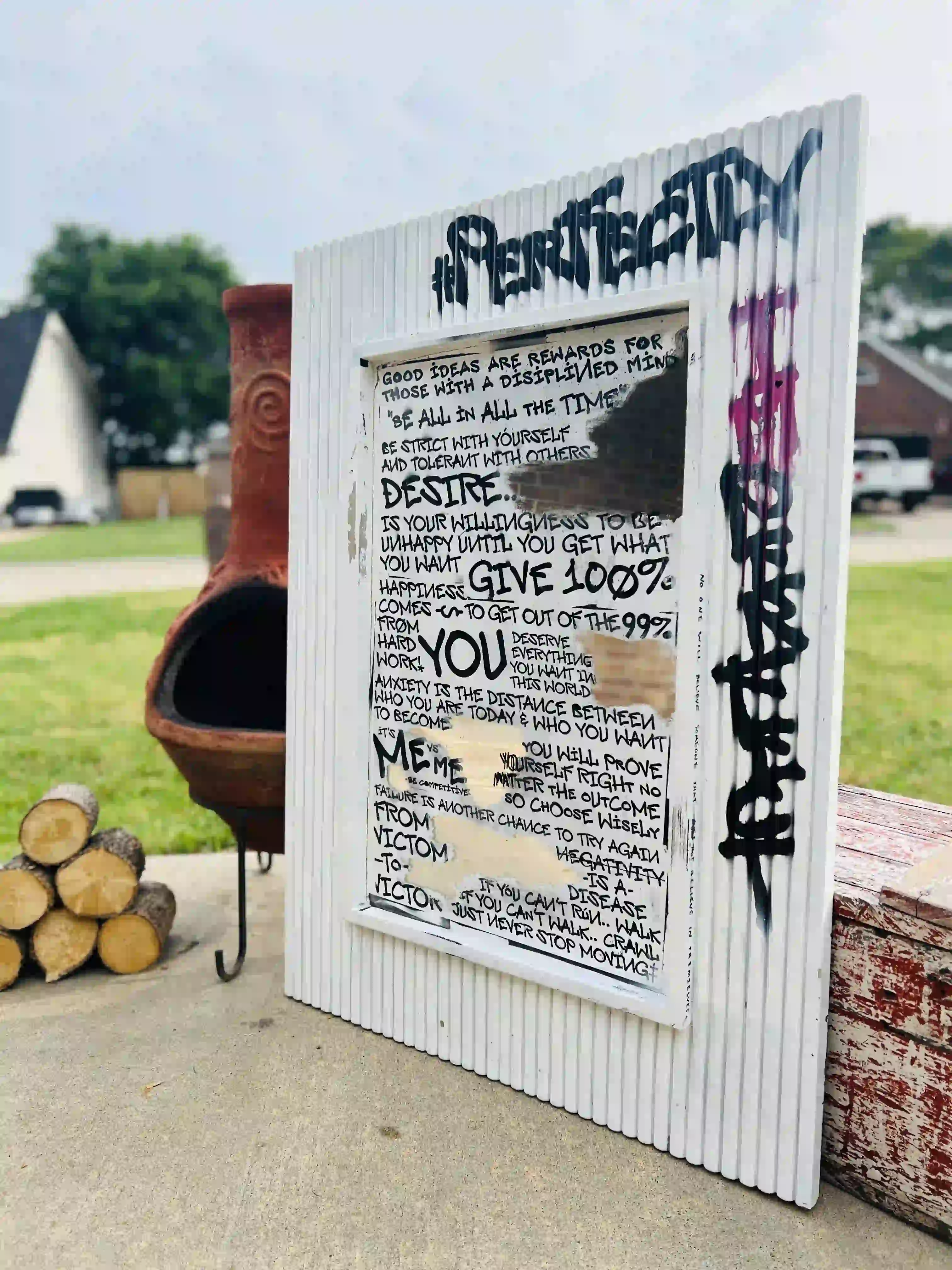 Journal Entries spray-painted artwork