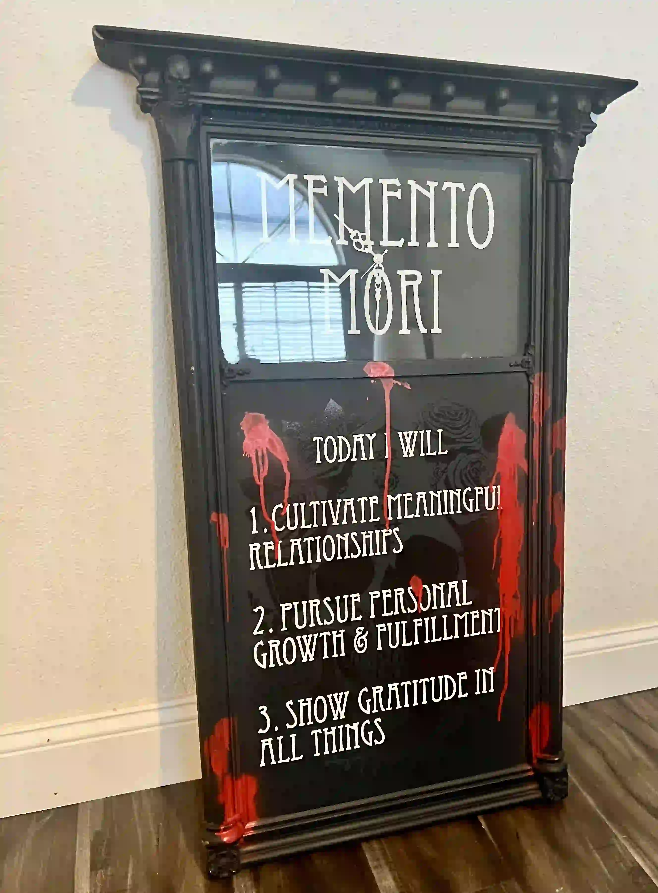 Momento Mori spray-painted artwork
