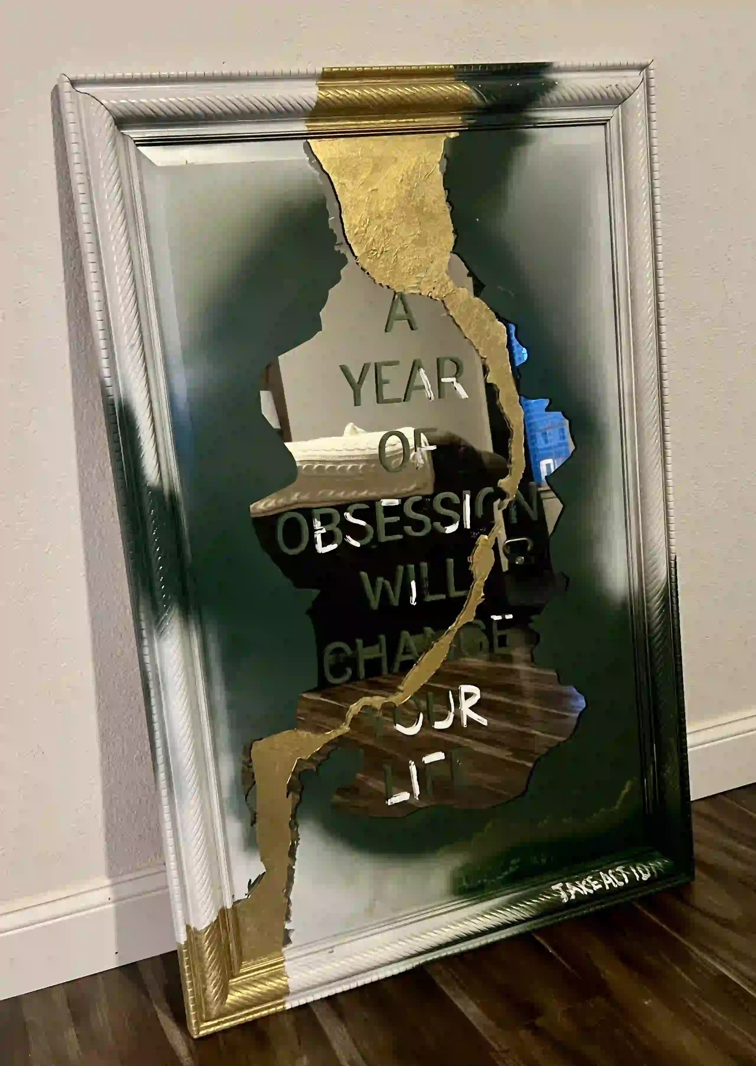 One year spray-painted artwork